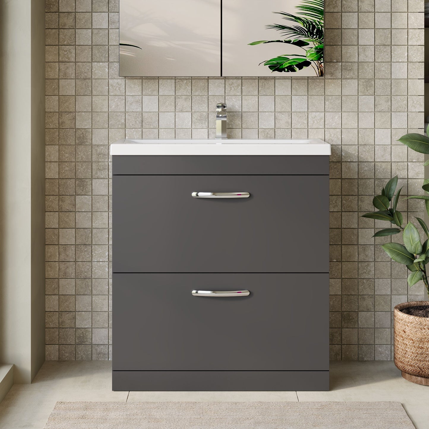 Athena Floor Standing 2 Drawer Vanity Unit 800mm