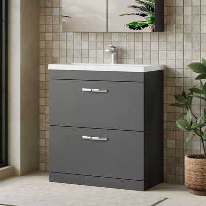 Athena Floor Standing 2 Drawer Vanity Unit 800mm