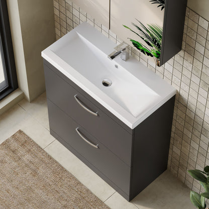 Athena Floor Standing 2 Drawer Vanity Unit 800mm