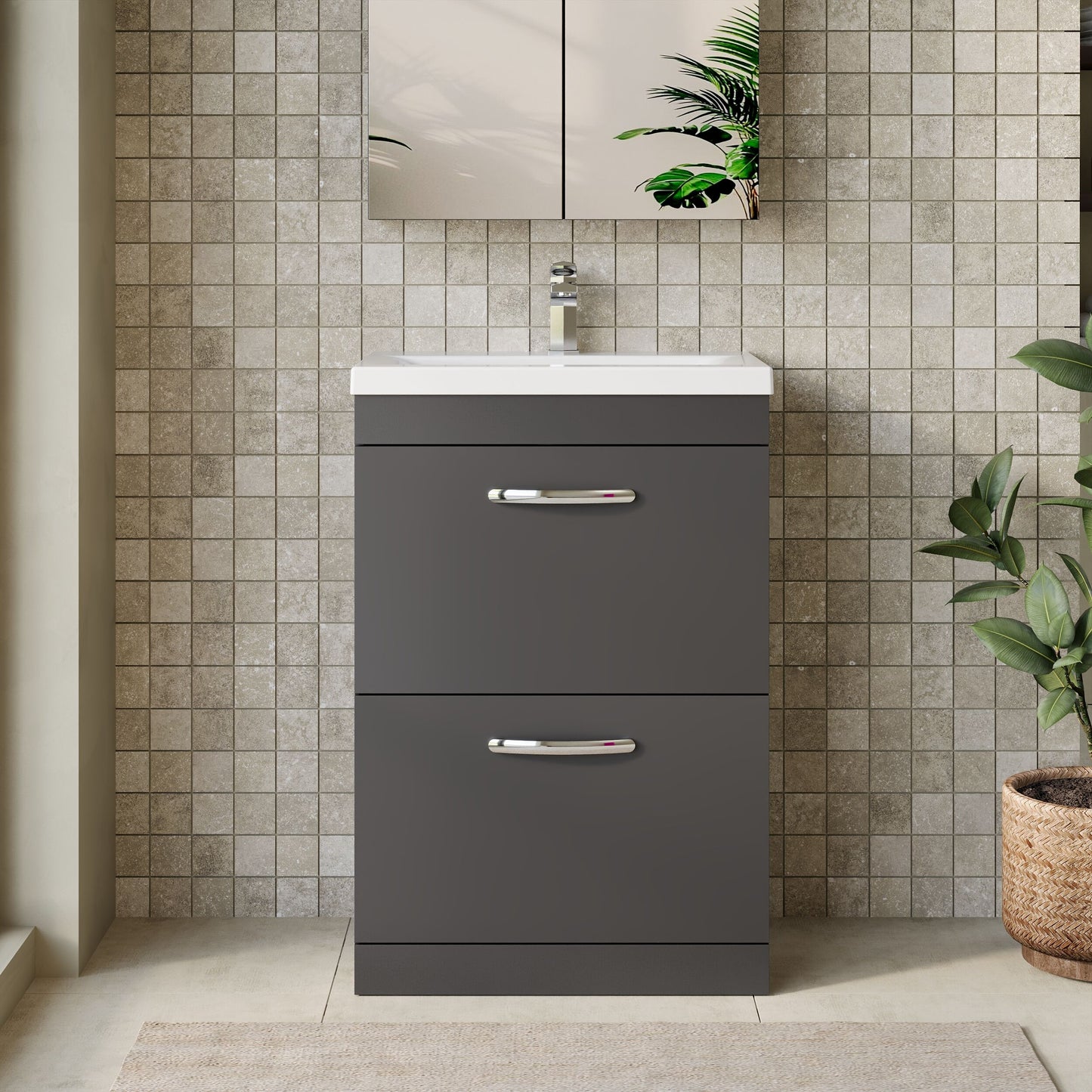 Athena Floor Standing 2 Drawer Vanity Unit 600mm