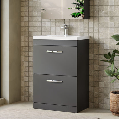Athena Floor Standing 2 Drawer Vanity Unit 600mm