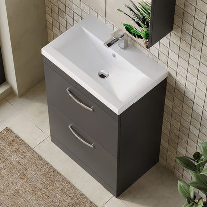 Athena Floor Standing 2 Drawer Vanity Unit 600mm