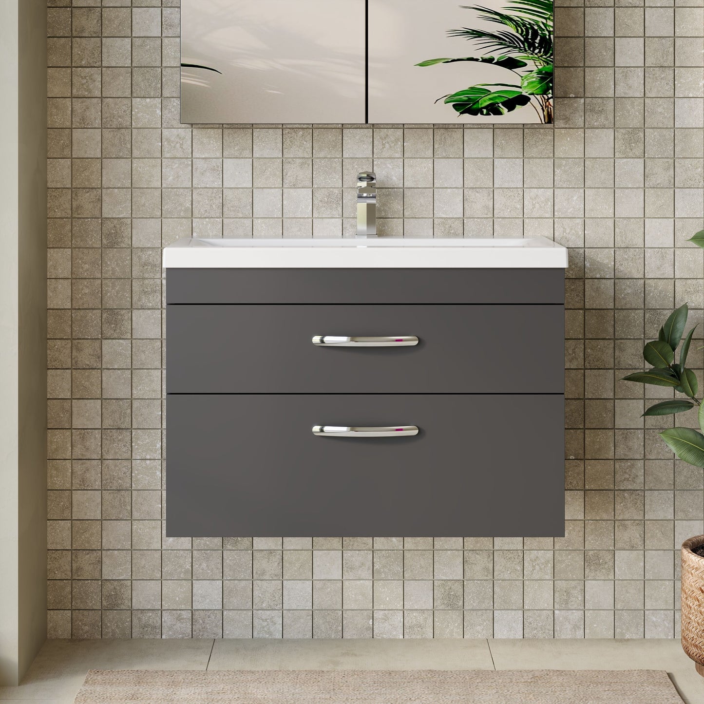 Athena Wall Hung 2 Drawer Vanity Unit 800mm