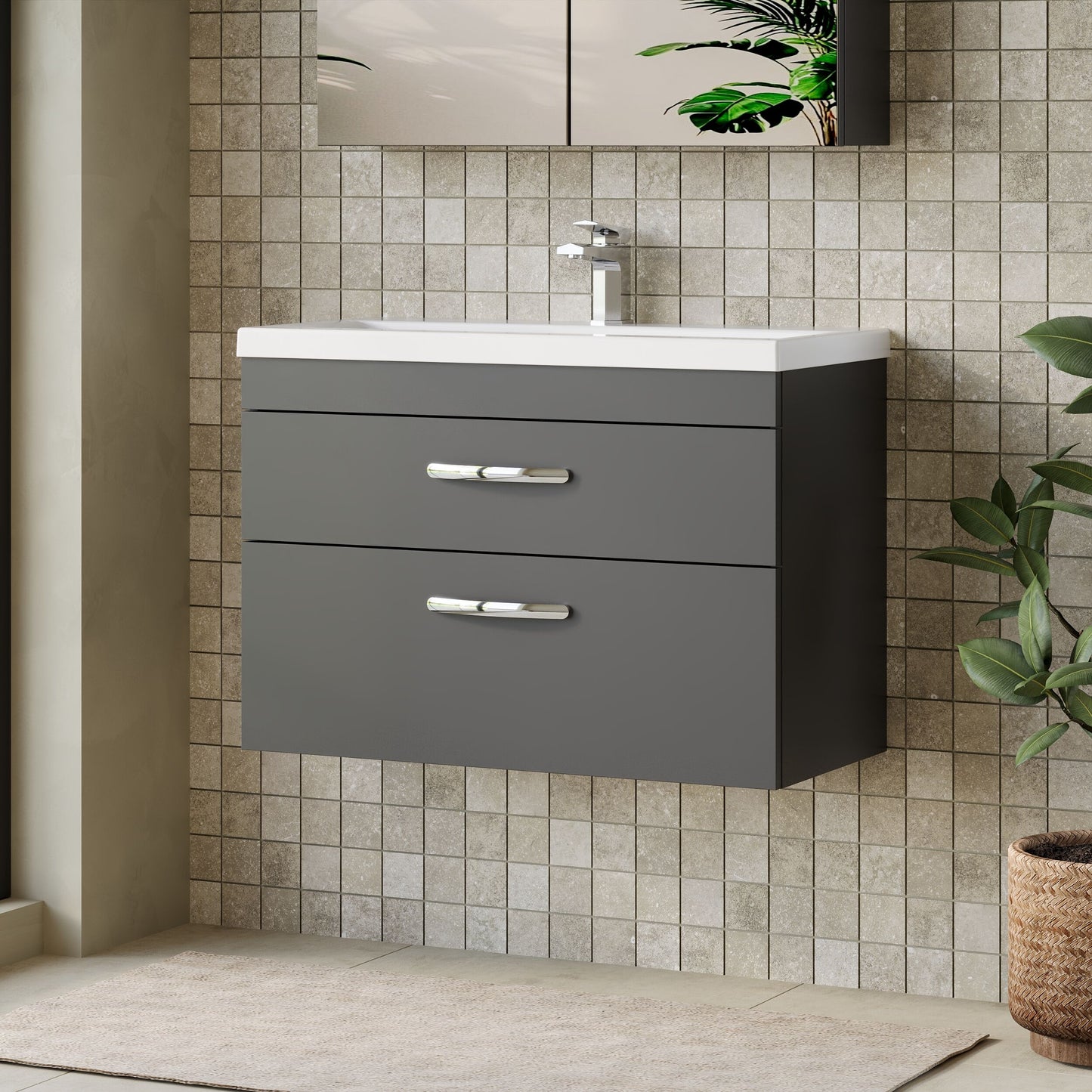 Athena Wall Hung 2 Drawer Vanity Unit 800mm