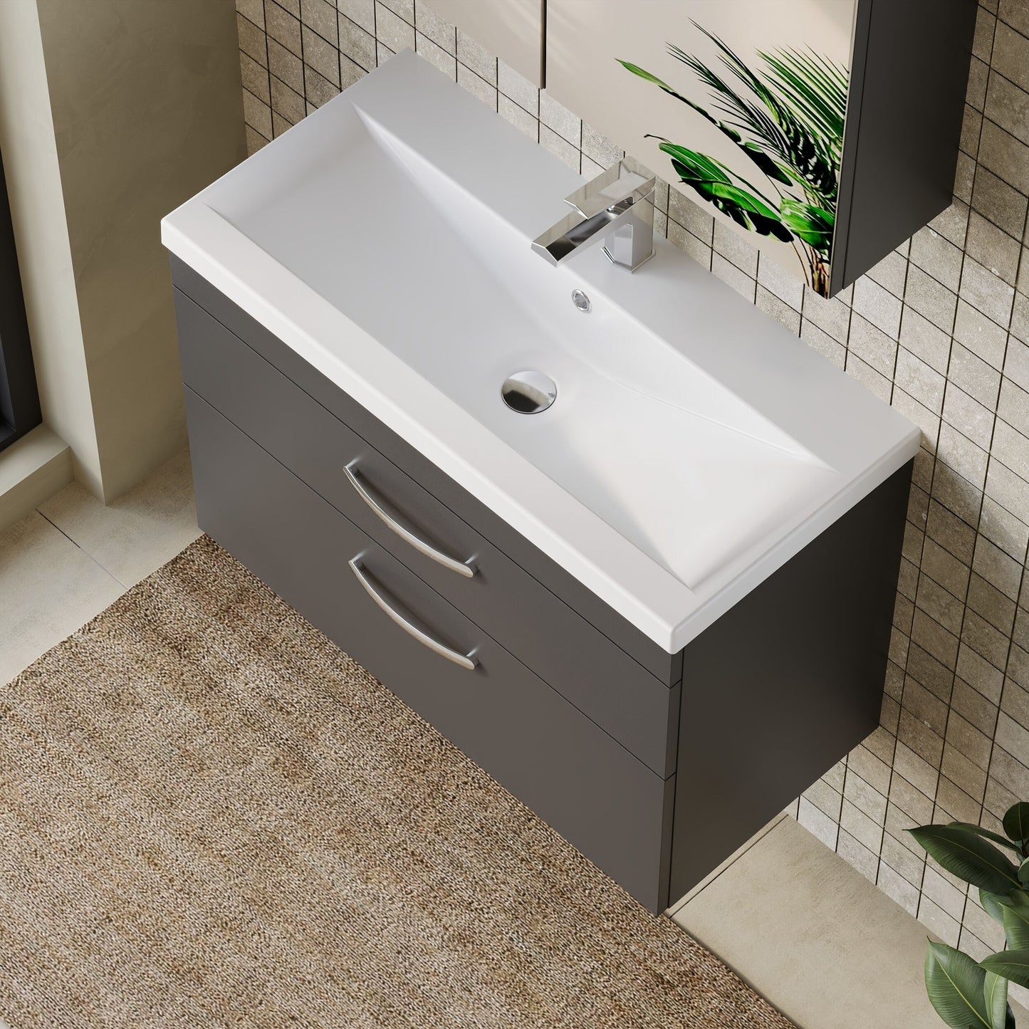 Athena Wall Hung 2 Drawer Vanity Unit 800mm