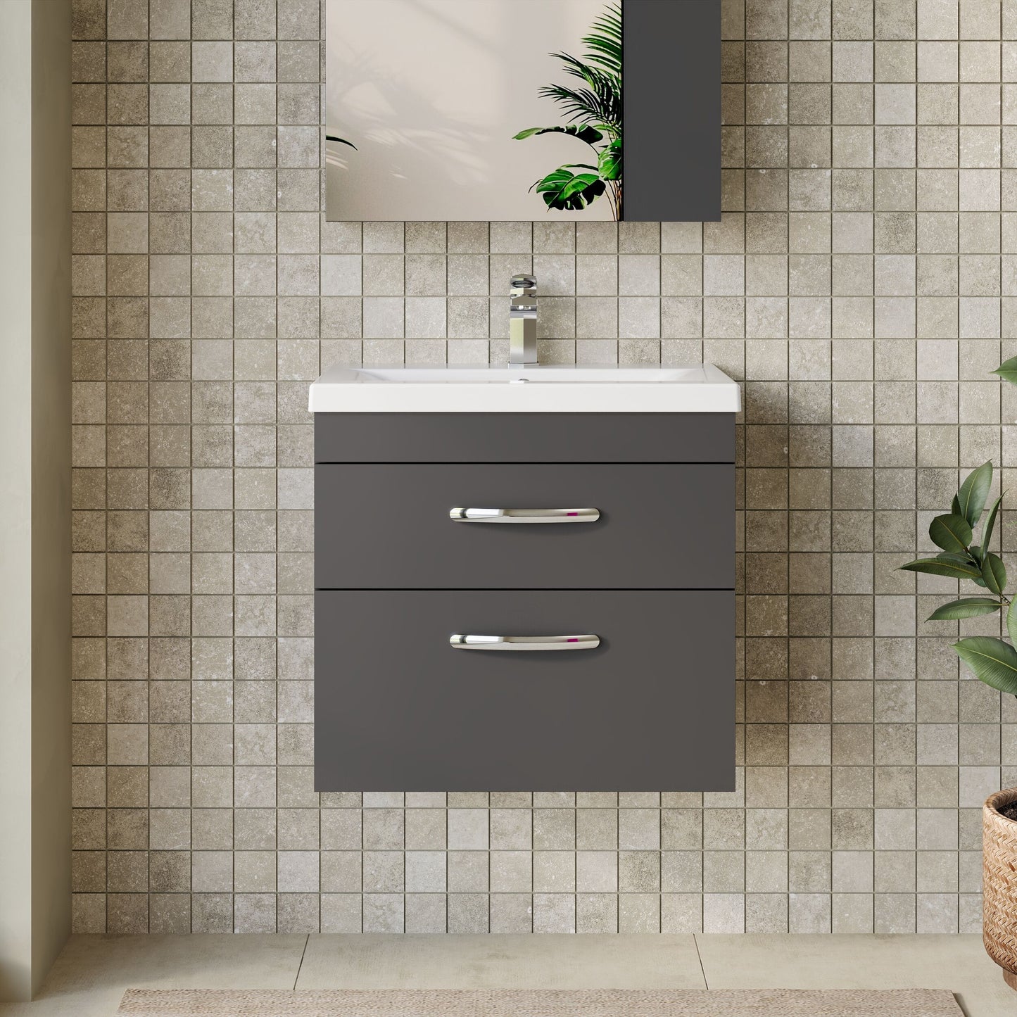 Athena Wall Hung 2 Drawer Vanity Unit 600mm