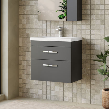 Athena Wall Hung 2 Drawer Vanity Unit 600mm