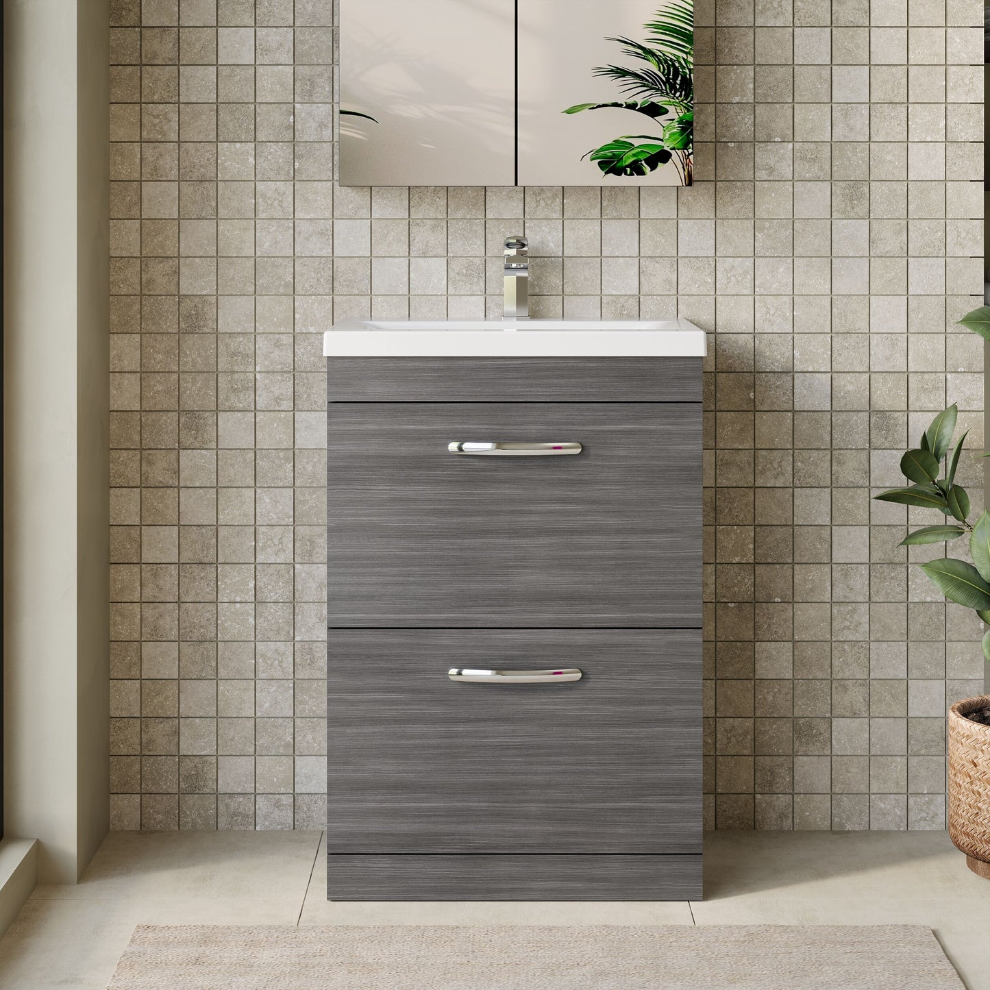 Athena Floor Standing 2 Drawer Vanity Unit 600mm