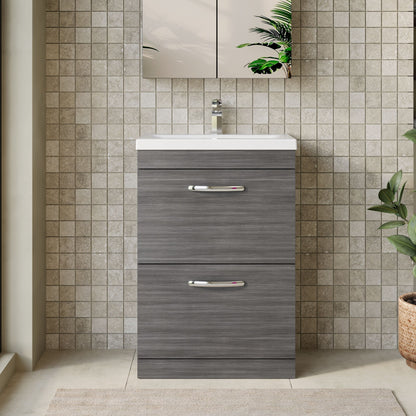 Athena Floor Standing 2 Drawer Vanity Unit 600mm