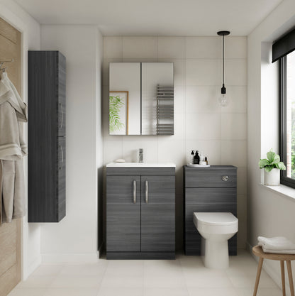 Nuie Athena 500mm Anthracite Woodgrain Floor Standing WC Unit