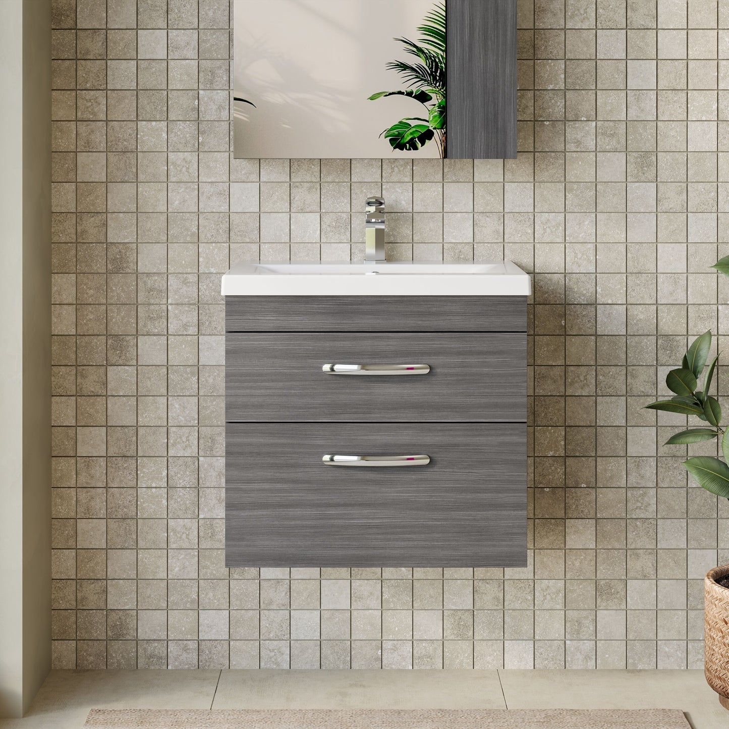 Athena Wall Hung 2 Drawer Vanity Unit 600mm