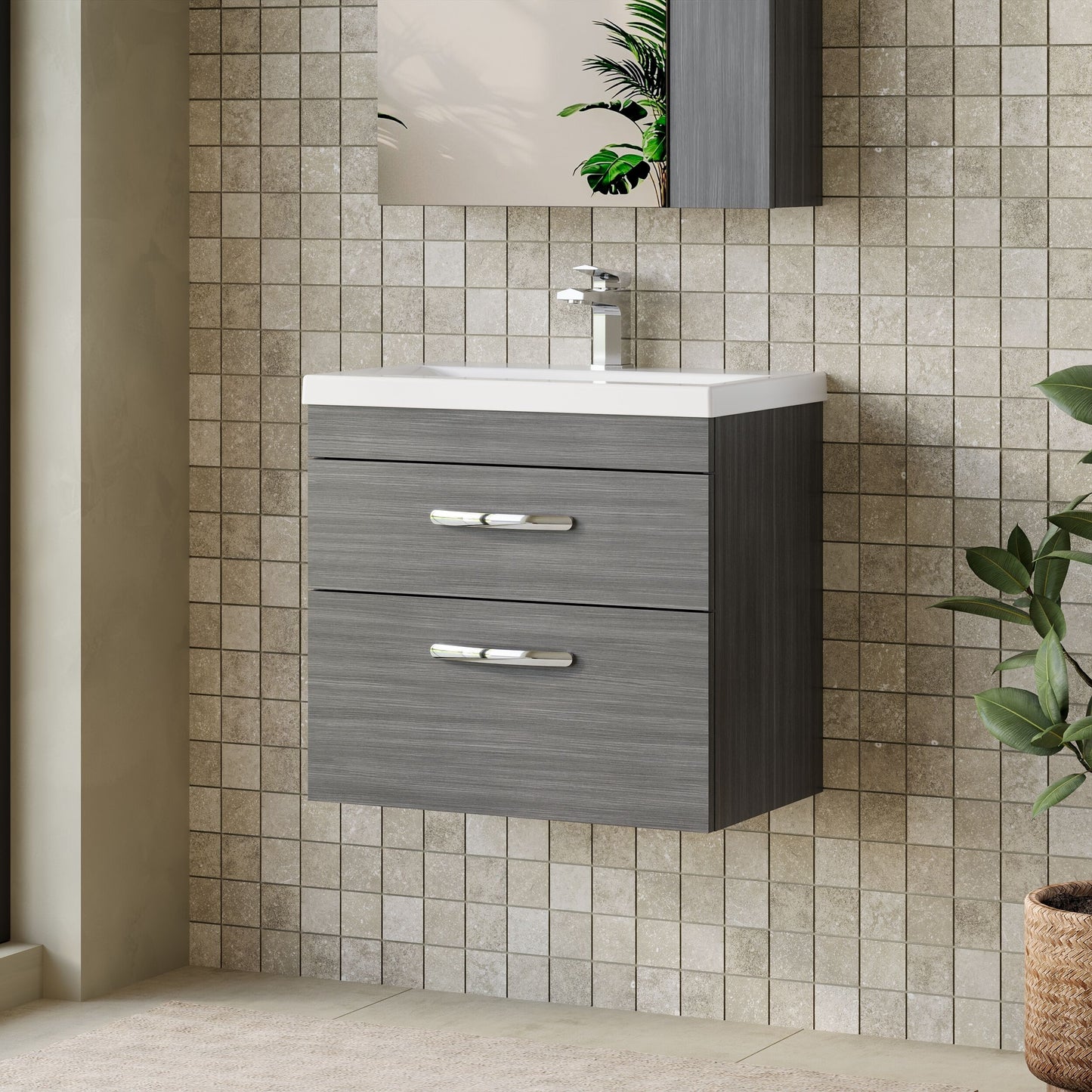 Athena Wall Hung 2 Drawer Vanity Unit 600mm