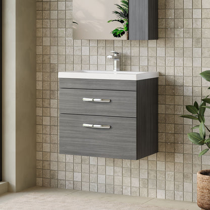 Athena Wall Hung 2 Drawer Vanity Unit 600mm