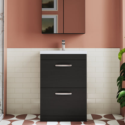 Athena Floor Standing 2 Drawer Vanity Unit 600mm