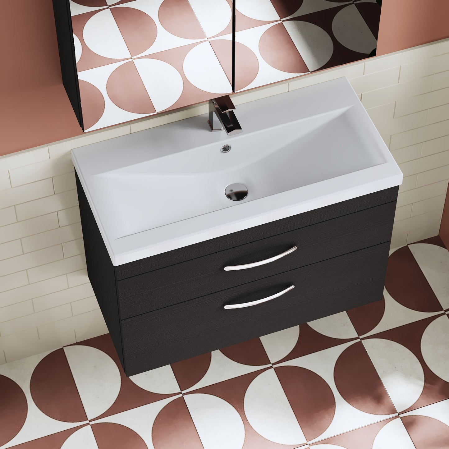 Athena Wall Hung 2 Drawer Vanity Unit 800mm