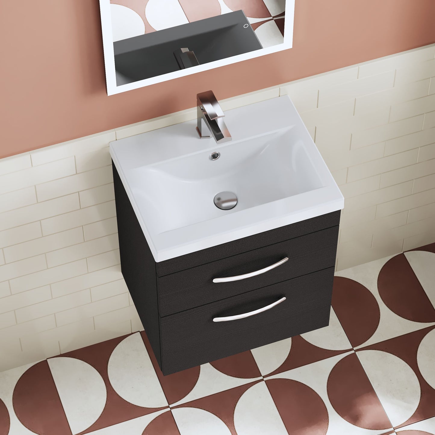 Athena Wall Hung 2 Drawer Vanity Unit 500mm