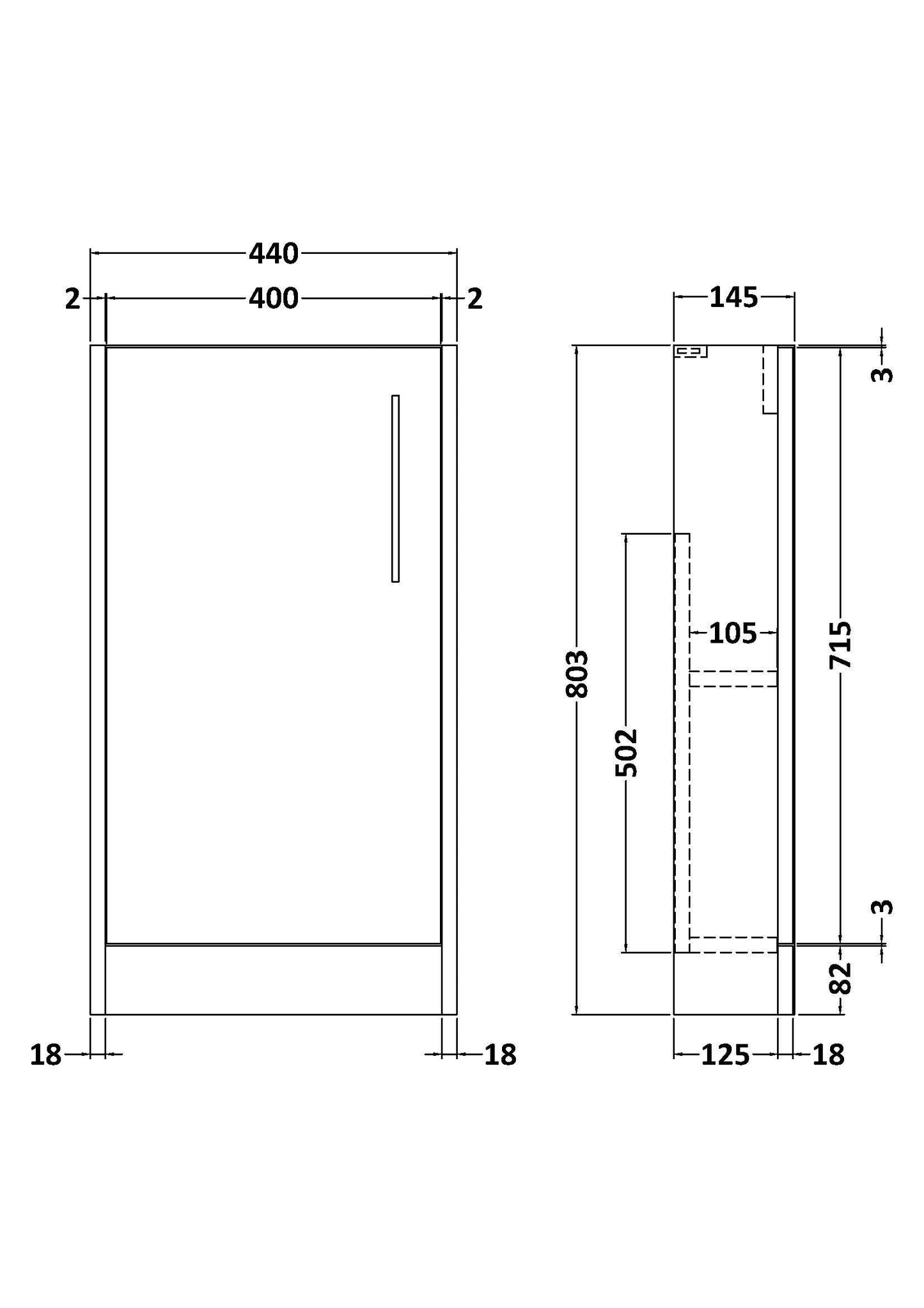 440 Floor Standing Single Door Unit
