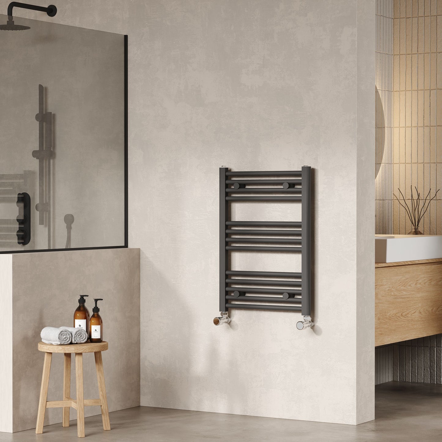 Nuie 700mm x 500mm Anthracite Vertical Ladder Rail