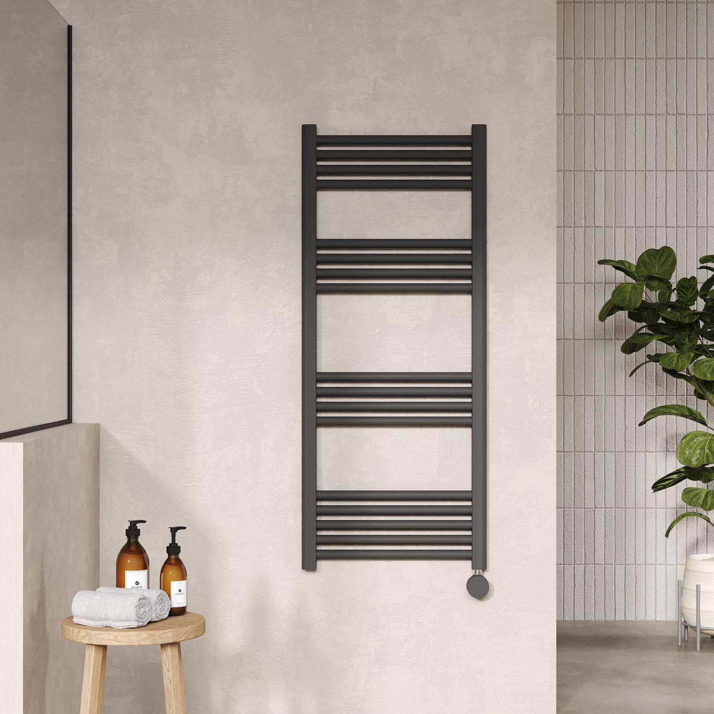 Hudson Reed Electric Bar Towel Rails 1200mm x 500mm 17 Bar Anthracite Vertical Electric Towel Rail