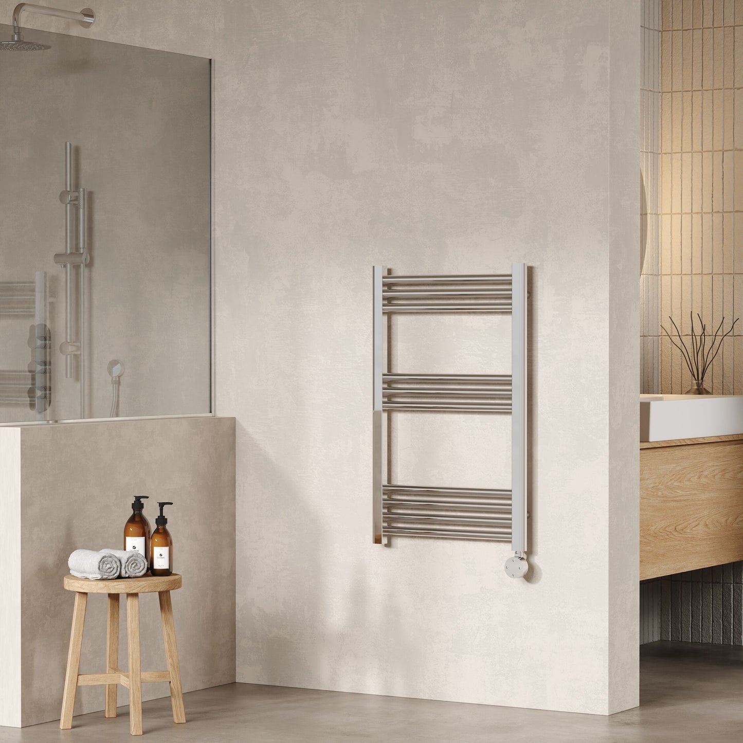 Hudson Reed Electric Bar Towel Rails 800mm x 500mm 10 Bar Chrome Vertical Electric Towel Rail