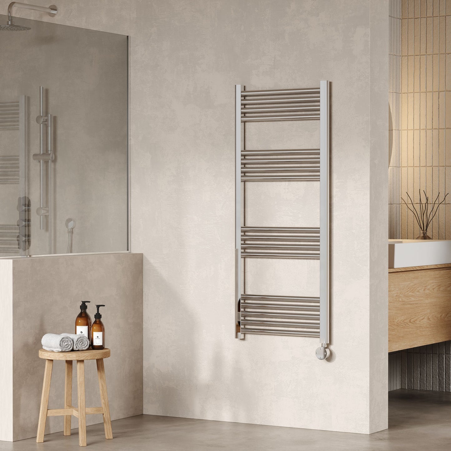 Hudson Reed Electric Bar Towel Rails 1200mm x 500mm 17 Bar Chrome Vertical Electric Towel Rail