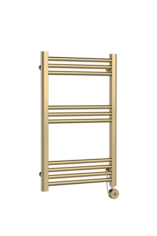 Hudson Reed Electric Bar Towel Rails 800mm x 500mm 10 Bar Brushed Brass Vertical Electric Towel Rail