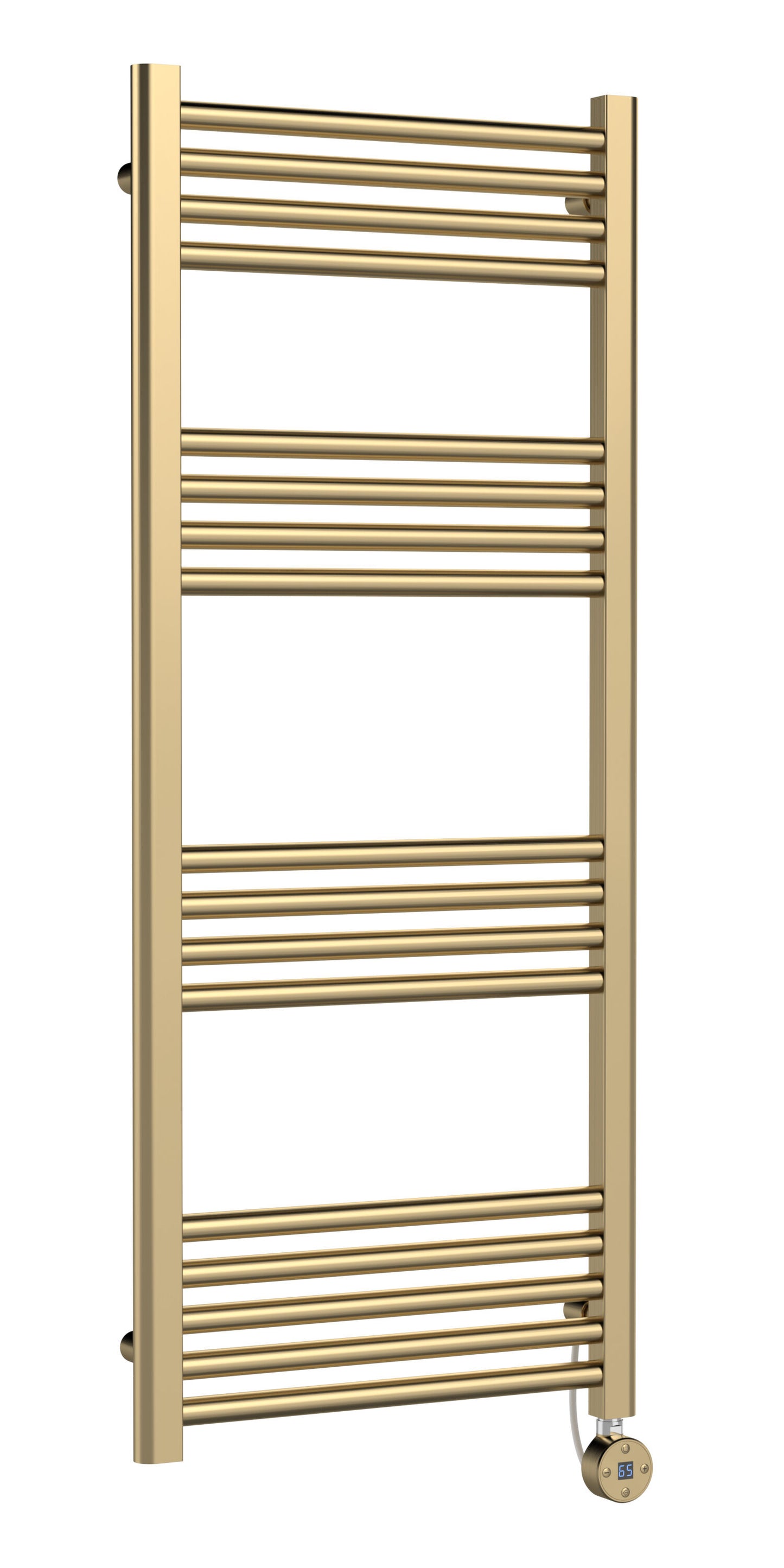Hudson Reed Electric Bar Towel Rails 1200mm x 500mm 17 Bar Brushed Brass Vertical Electric Towel Rail