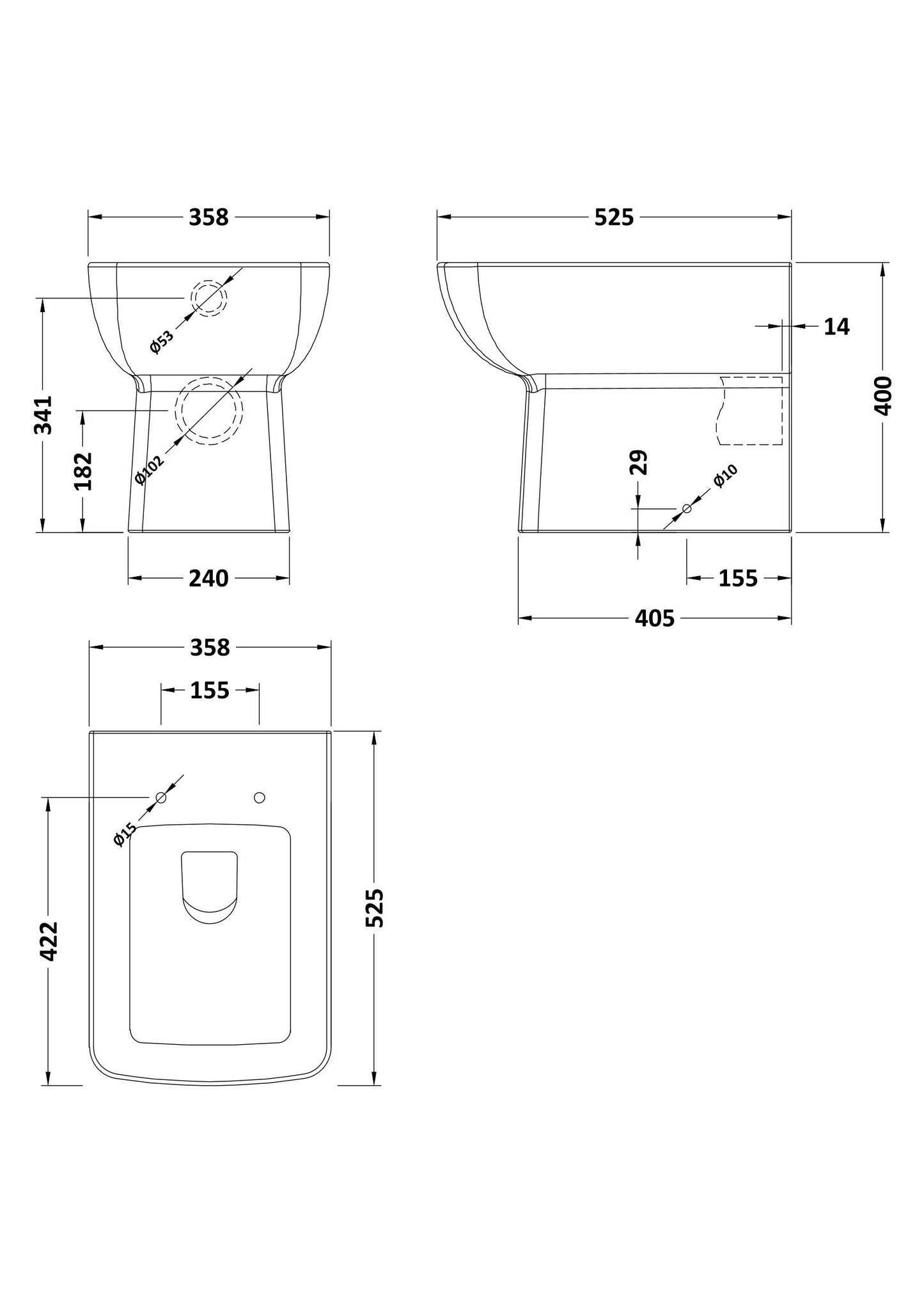 Cleo Square Back To Wall Rimless Pan