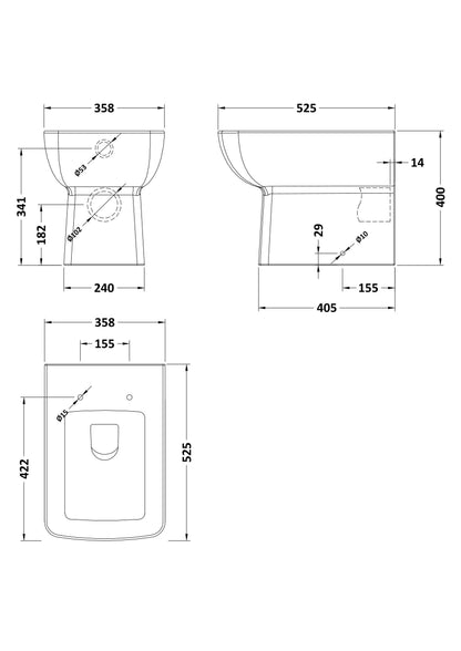 Cleo Square Back To Wall Rimless Pan