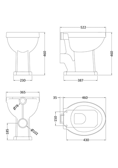 Richmond Comfort Height High/Low Pan Excluding Seat