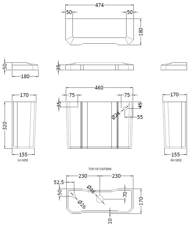 Richmond Low Level Cistern B Ceramic Lever Fittings