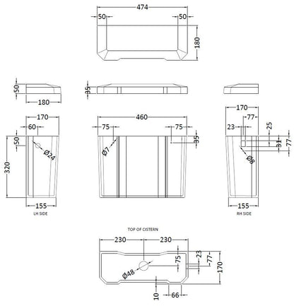 Richmond High Level Cistern B (Including Fittings)