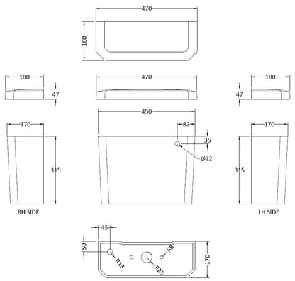 Carlton Toilet Cistern with Chrome Lever & Fitting