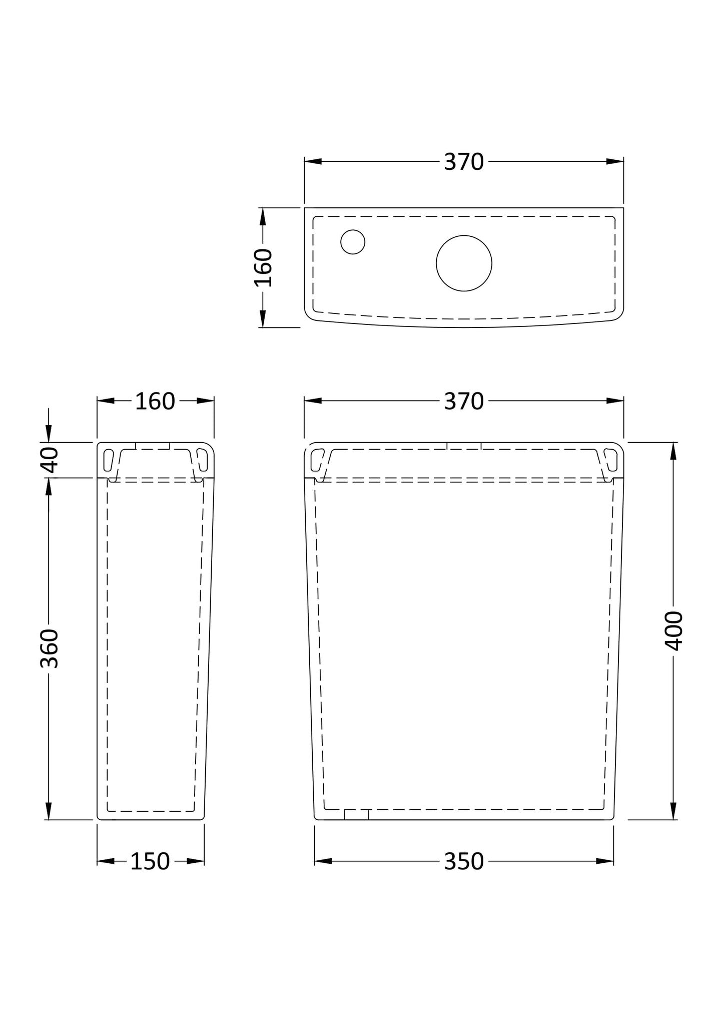 Luna Back to Wall Close Coupled Cistern