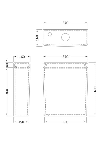 Luna Back to Wall Close Coupled Cistern