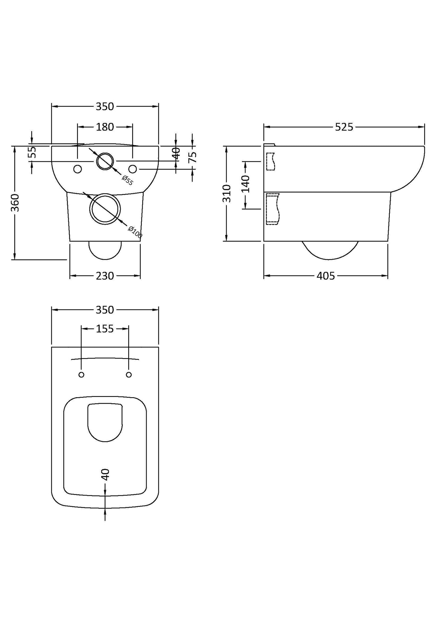 Arlo Square Wall Hung Pan