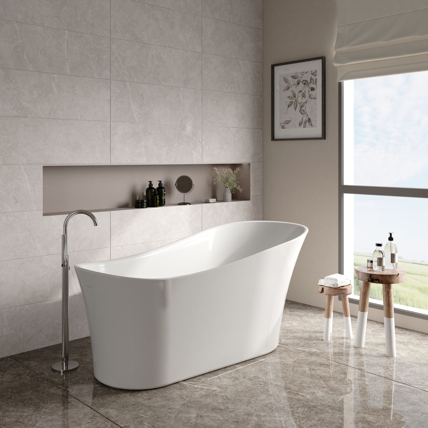 Nuie Choice Slipper 1550mm Freestanding Bath With Legs And Waste