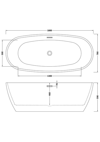 Nuie Choice Pendulum 1800mm Oval Freestanding Bath