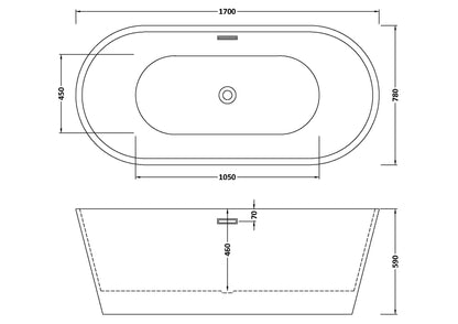 Nuie Choice Forever 1700mm Freestanding Bath With Legs And Waste