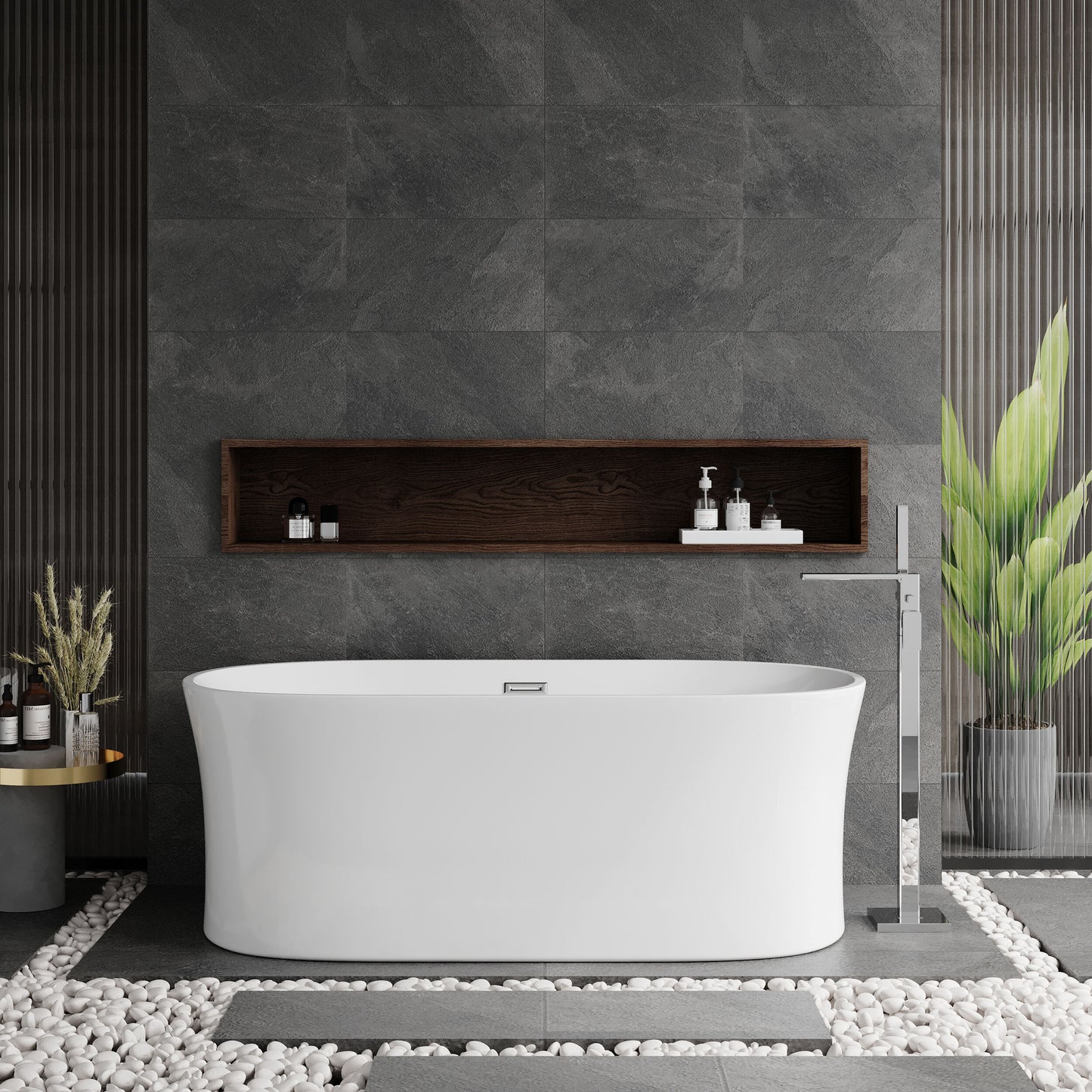 Nuie Choice Solstice 1600mm Freestanding Bath With Legs And Waste