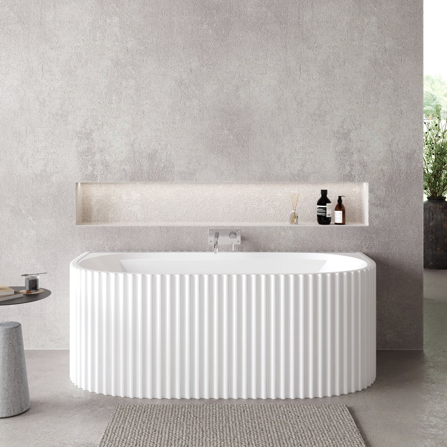 Nuie Choice Interval 1600mm Back To Wall Bath With Legs And Waste