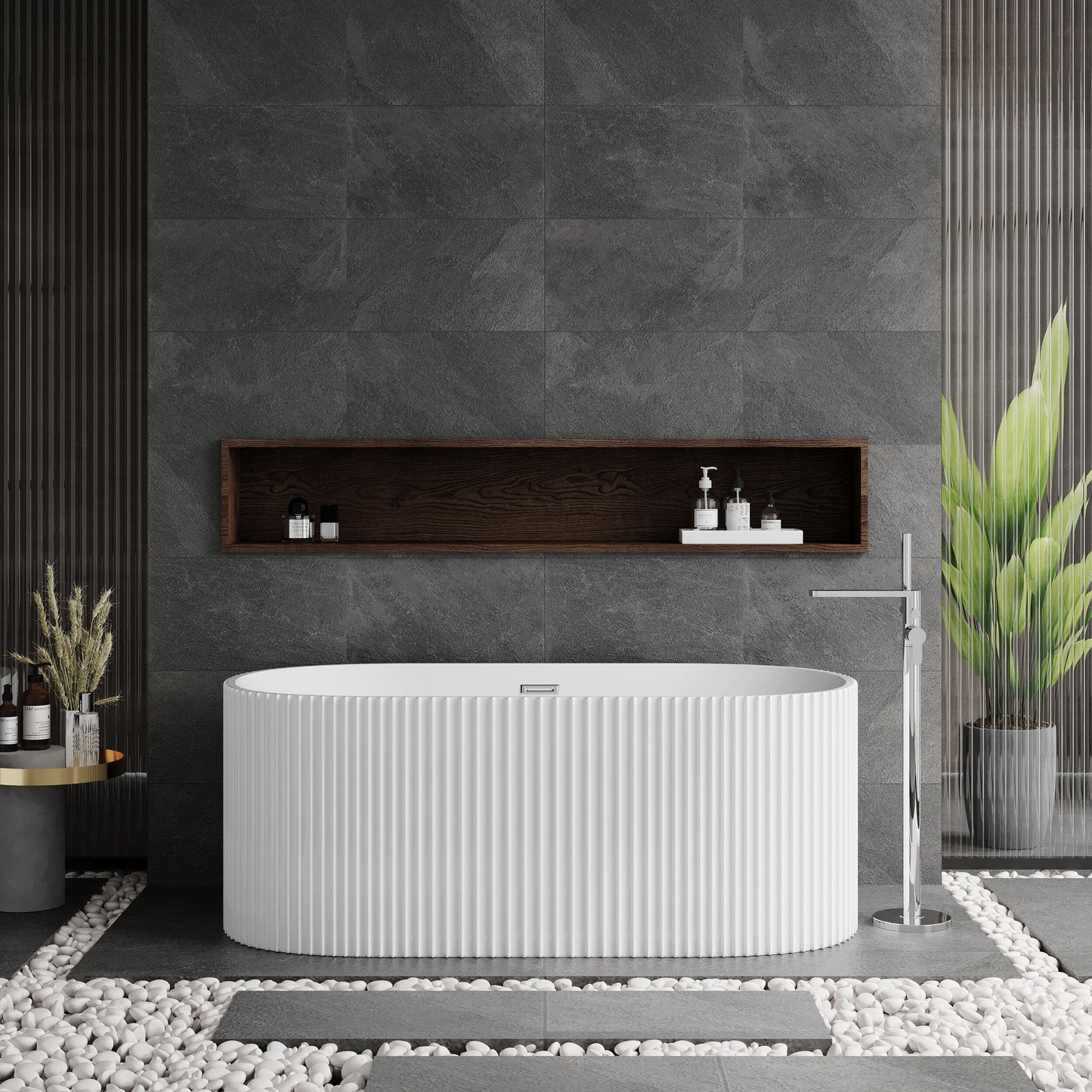 Nuie Choice Fluted 1450mm Freestanding Bath With Legs And Waste
