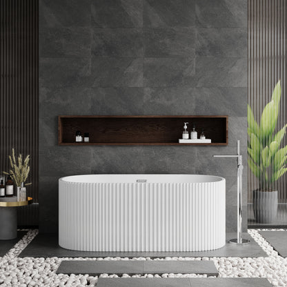 Nuie Choice Fluted 1450mm Freestanding Bath With Legs And Waste