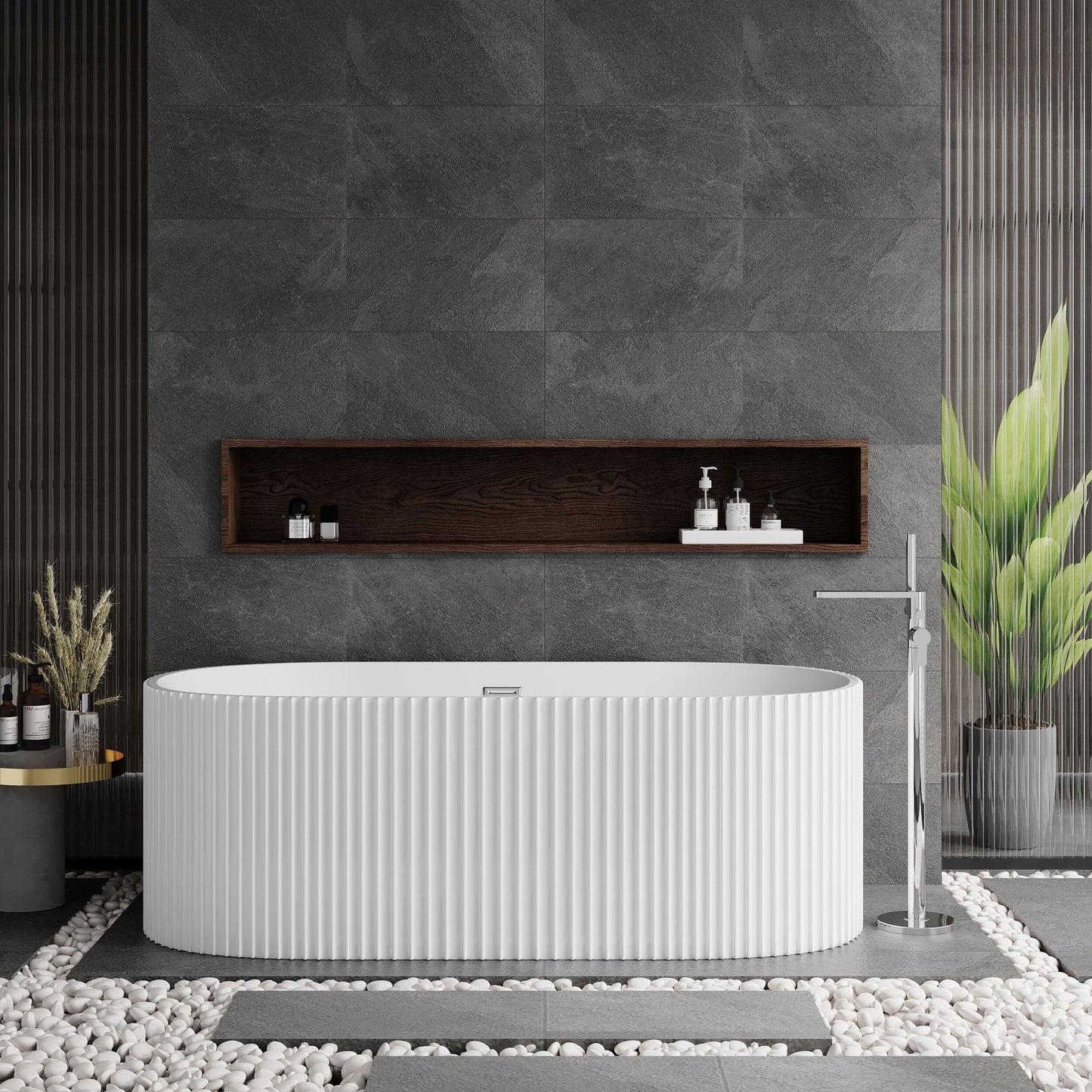 Nuie Choice Fluted 1700mm Freestanding Bath With Legs And Waste