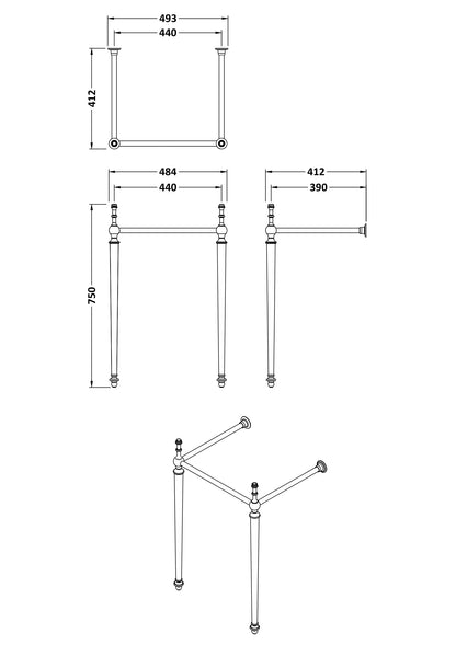 Hudson Reed Richmond Chrome Basin Stand