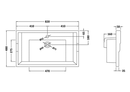 800mm Traditional Basin 1 Tap Hole