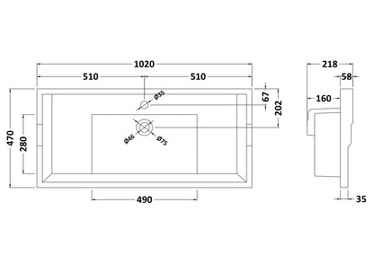 1000mm Traditional Basin 1 Tap Hole