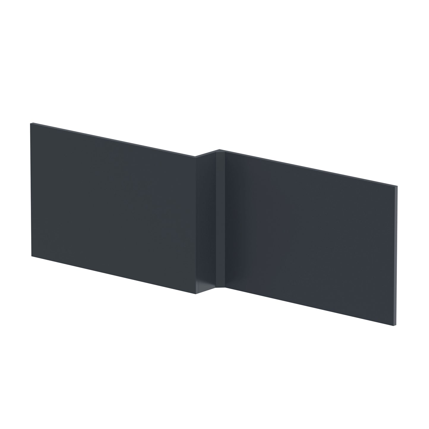 Nuie 1700mm L-Shape Square Satin Soft Black MDF Matt Shower Bath Front Panel