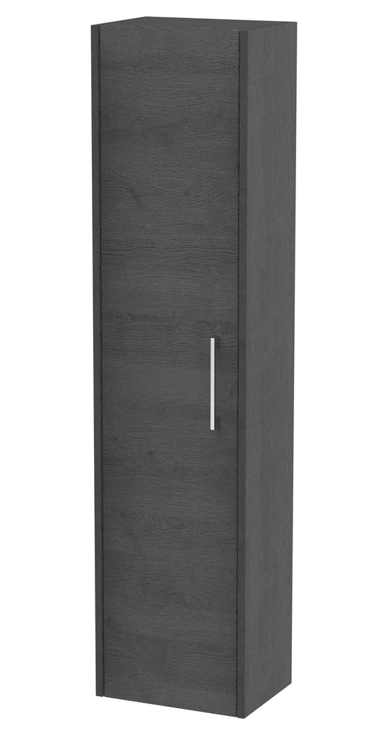 Hudson Reed Juno 350mm 1 Door Graphite Grey Woodgrain Wall Hung Tall Cabinet With Handles