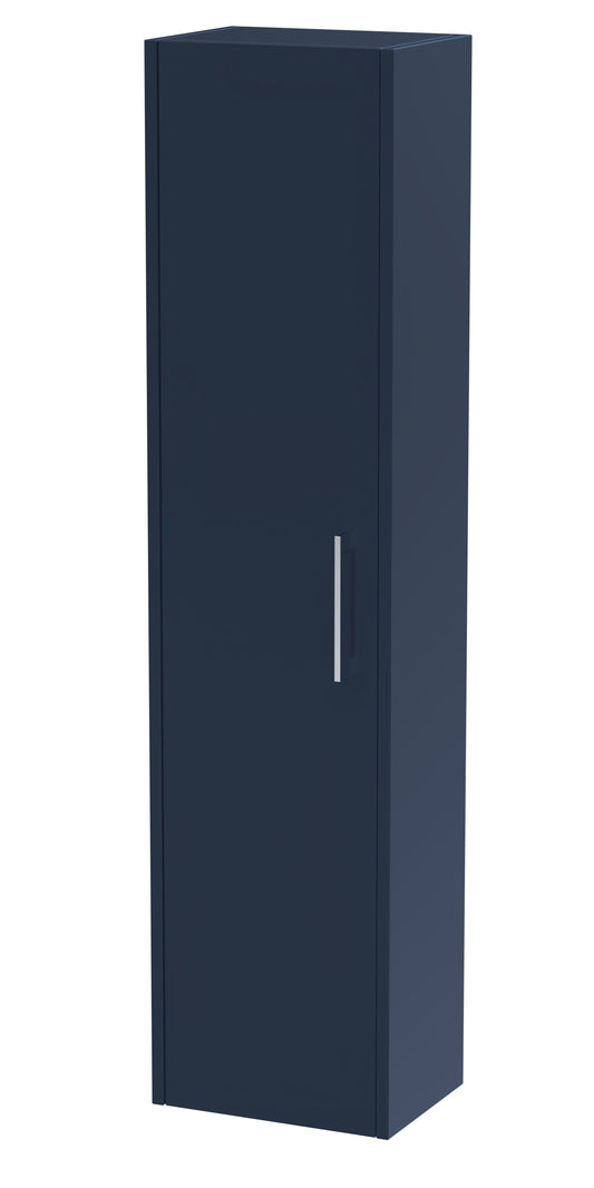 Hudson Reed Juno 350mm 1 Door Indigo Blue Wall Hung Tall Cabinet With Handles